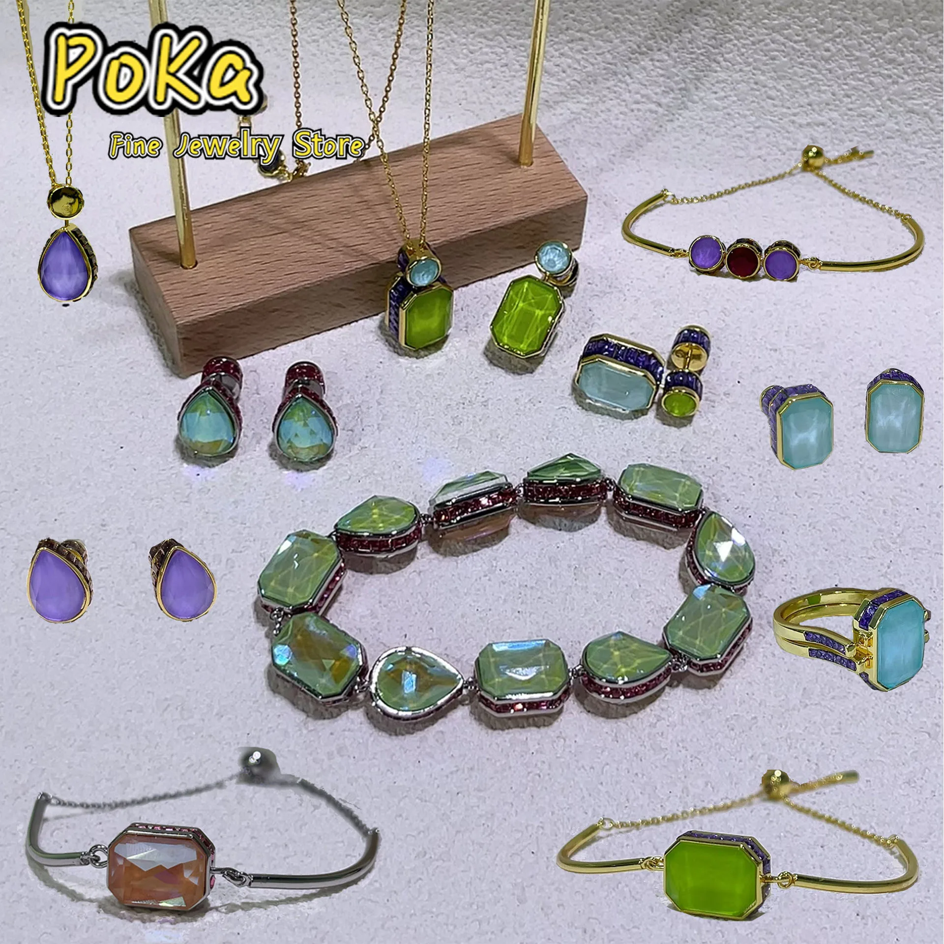 

Высококачественные ювелирные изделия из австрийского хрусталя, двустороннее ожерелье, серьги, кольцо, браслет, изысканный красивый рождественский подарок