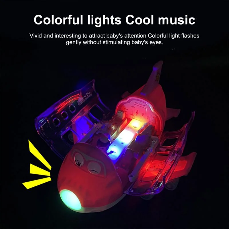 360 Rotating Electric Plane Lights Music Airplane Toys For Kids Bump And Go Action Toddler Toy Plane With LED Flashing Boy Gift