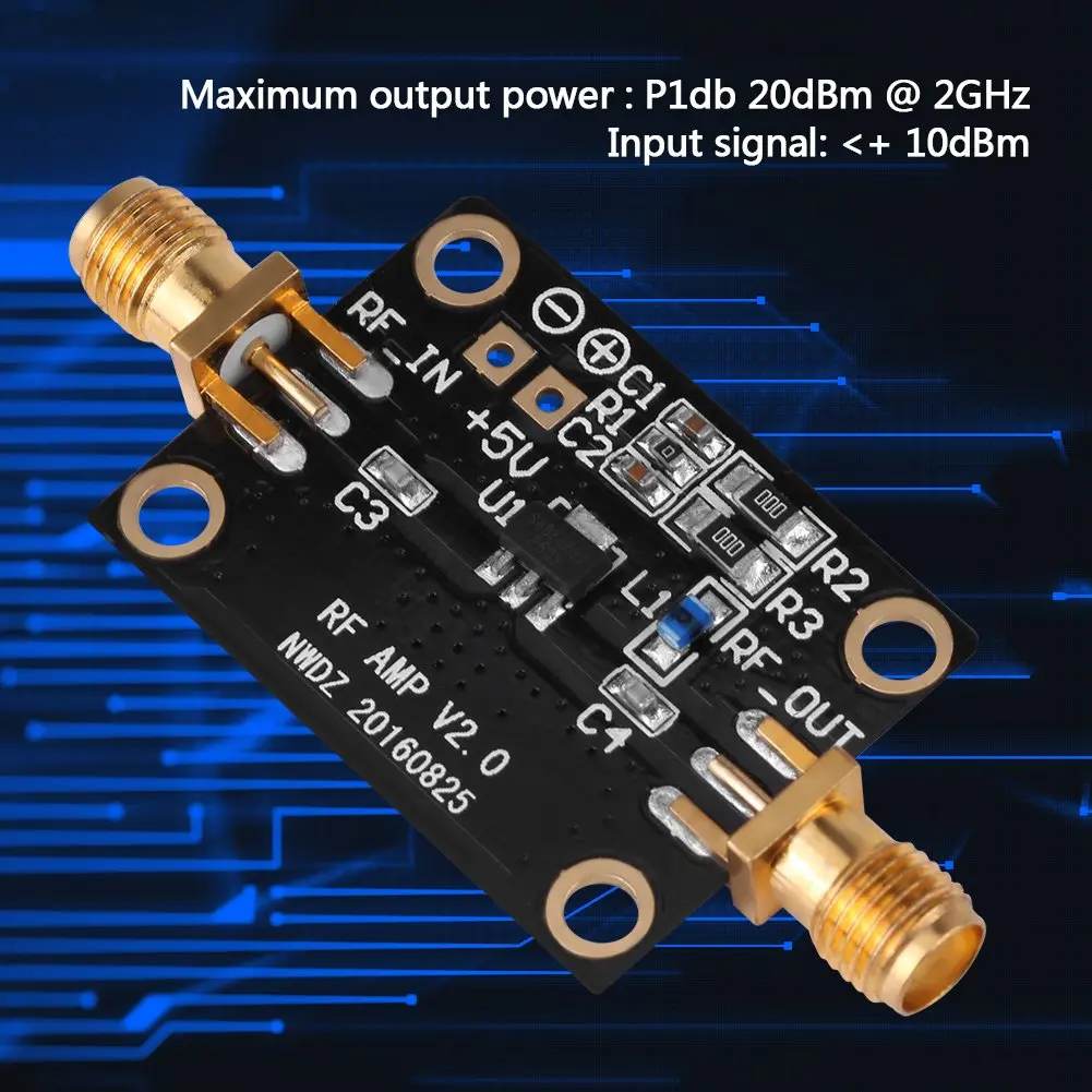 5V 20DB RF Szerokopasmowy moduł wzmacniacza o niskim poziomie szumów 0,05-6G Wysoka liniowość Wysokie wzmocnienie LNA Darlington Amp Board RF FM HF VHF