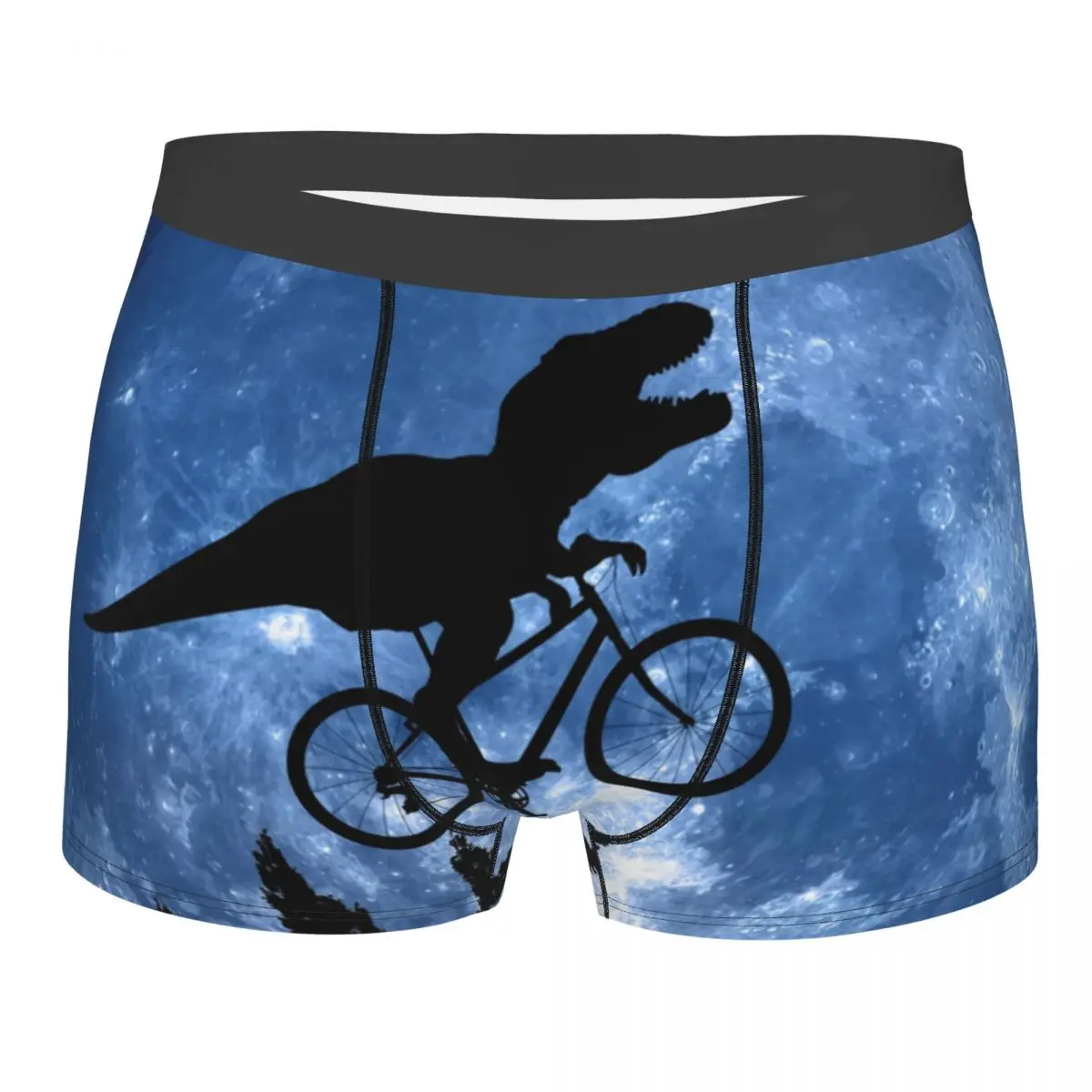 

Custom Big Moon Dinosaur Biking To The Moon Funny Underwear Men Printed Boxer Briefs Shorts Panties Soft Underpants
