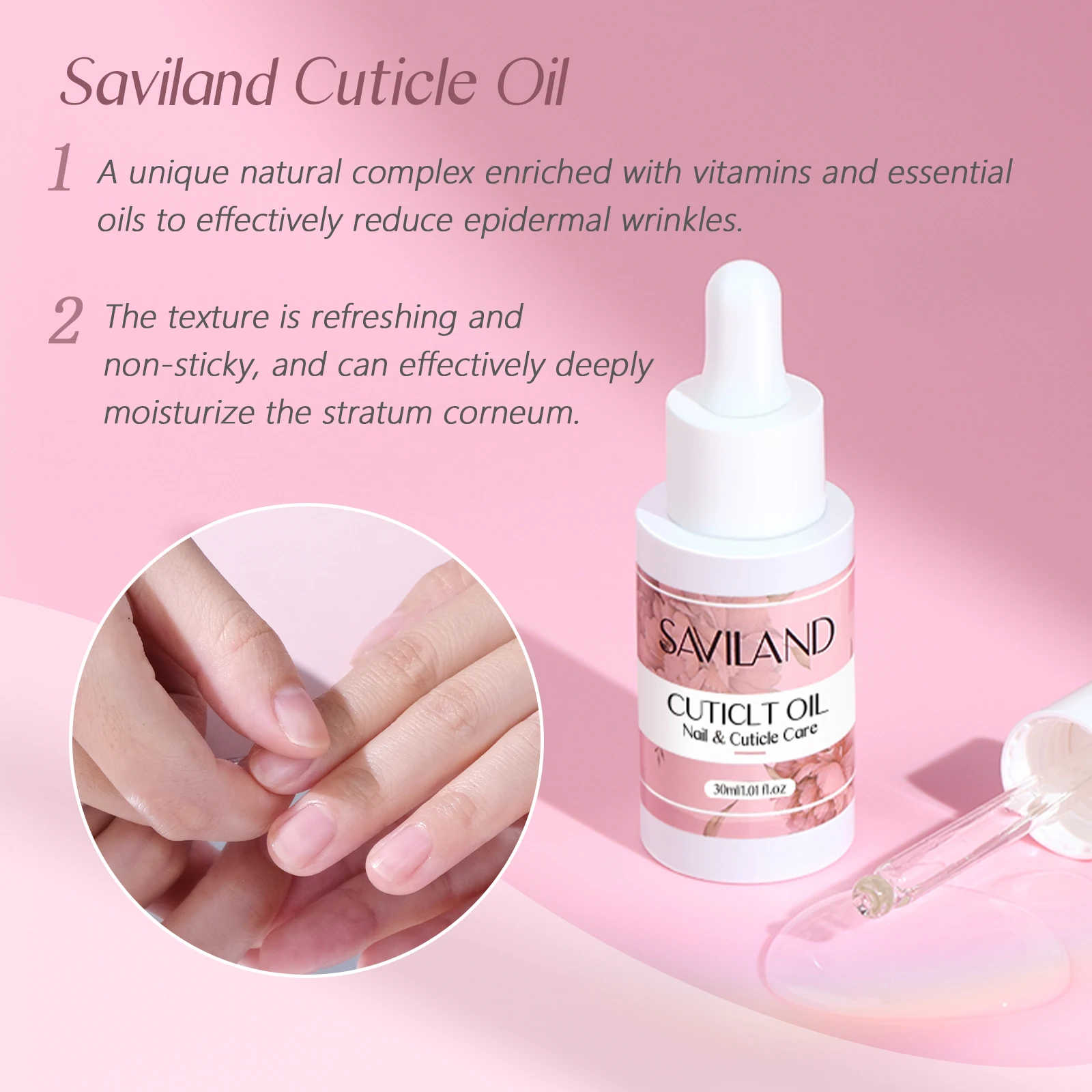 SAVILAND Removedor de cutículas Kit de aceite líquido y cutícula Recortador de cutículas para suavizante de cutículas y kit de manicura hidratante