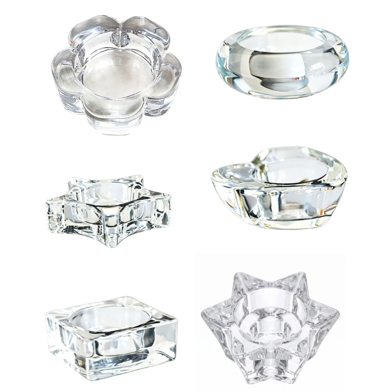L43A Tealight Holders Candlestick Clear Glass Stand Small Glass Votive Holders with Textured for Shelf Use