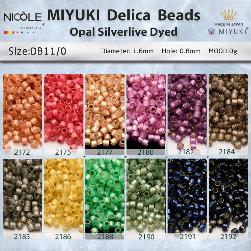 

11/0 Miyuki Delica Beads Opal Silverlive Dyed Series Japanese Seed Bead for Bracelet Necklace Earring Jewelry Making