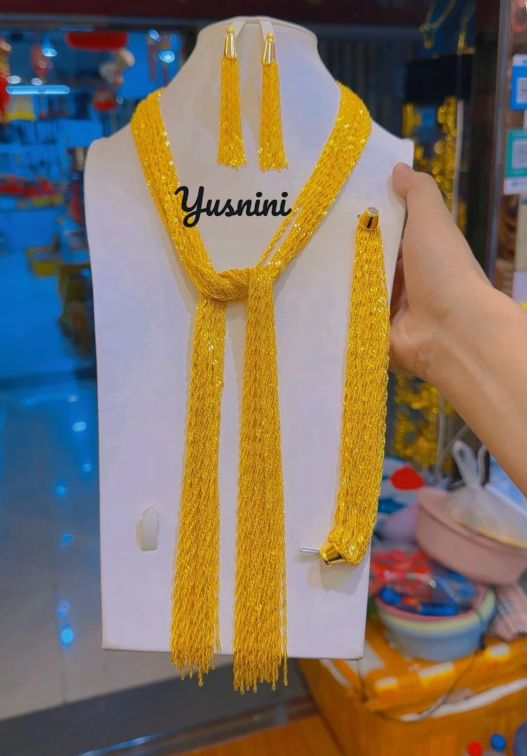 

Fashion Dubai 24K Gold Plated High End Necklace Earrings Bracelets for Couples' Wedding Christmas Jewelry Set DD10925