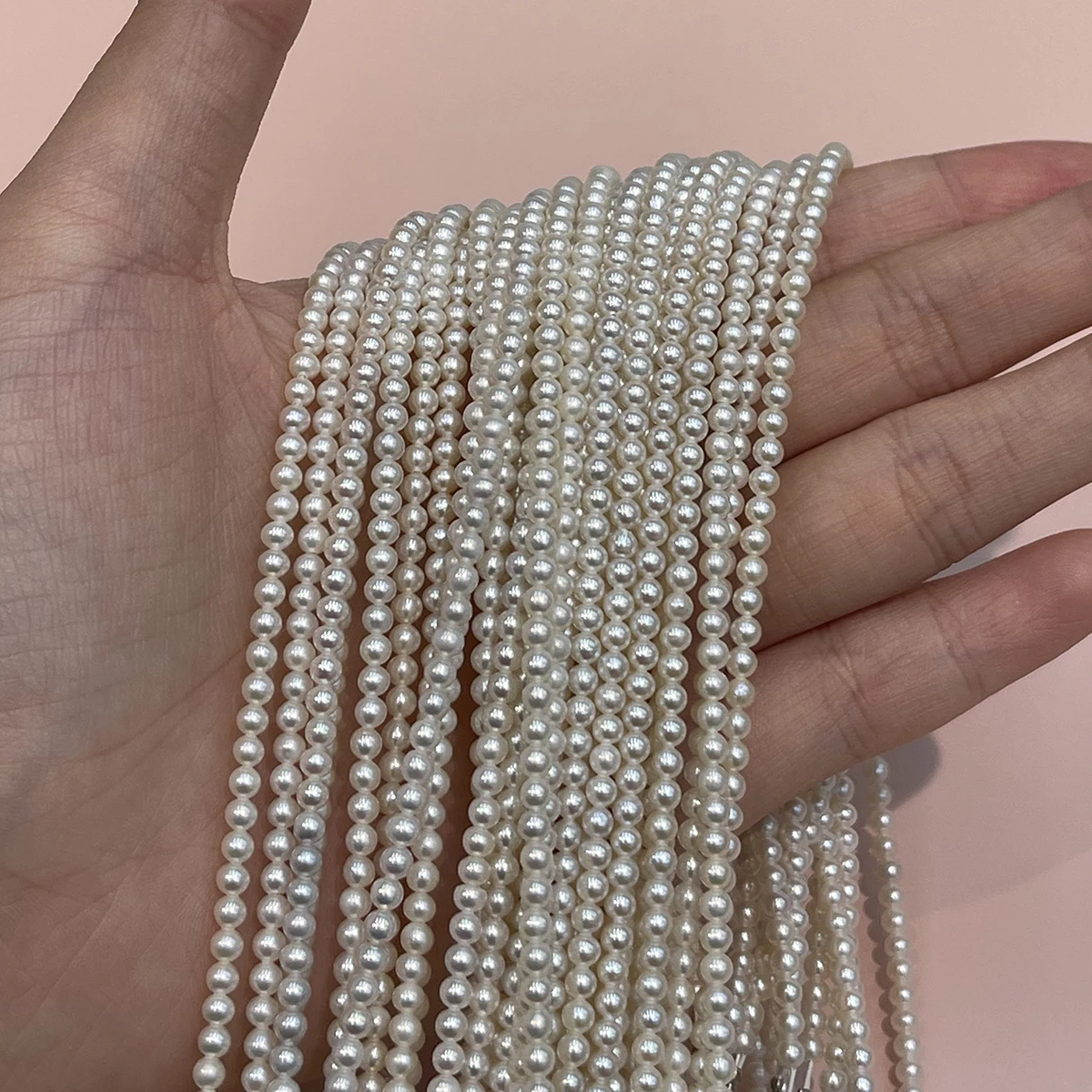 AAA 3mm High-Quality Natural Pearl Near-Round Semi-Finished Through Holes Beads for Jewelry Making DIY Necklaces Accessories