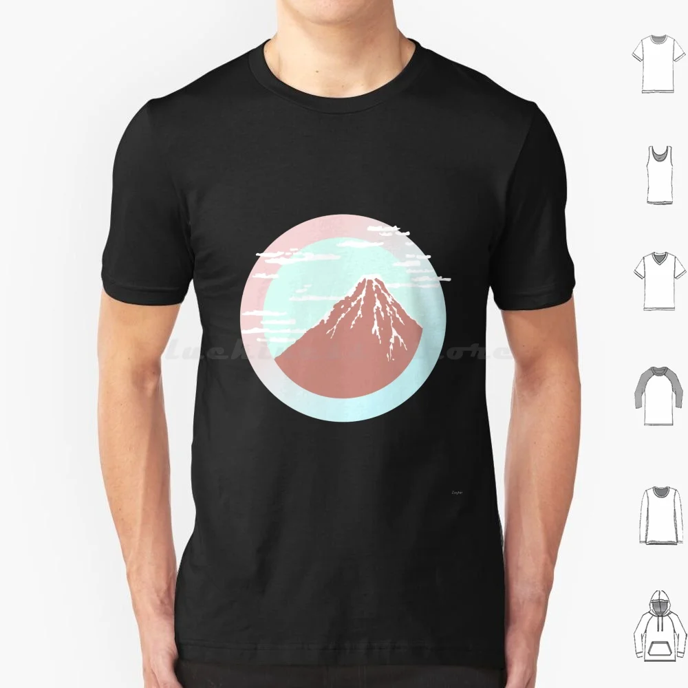 Cloudy Mountain T Shirt Big Size 100% Cotton Minimal Minimalistic Aesthetic Japan Nihon Hokusai Great Wave Vaporwave Nature Sky