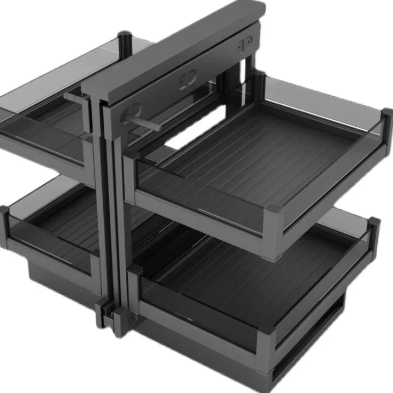 

Kitchen cabinets aluminum alloy corner pull basket full pull corner all aluminum dish rack
