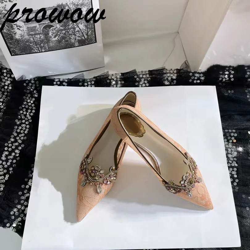 

Туфли на плоской подошве со стразами и жемчугом, вечерние модельные туфли, туфли-лодочки с острым носком, летние женские сандалии на шпильке