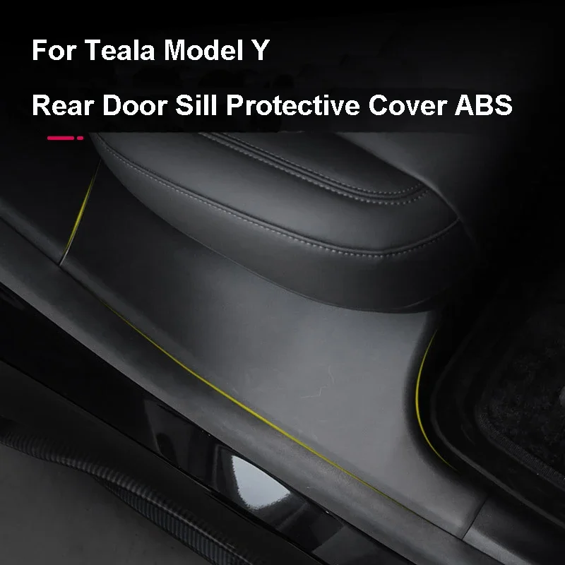 For Tesla Model Y Rear Door Sill Protective Pad Cover Guards Threshold Bumper Strip Fit Original Car Anti Kick Pads ABS Modely