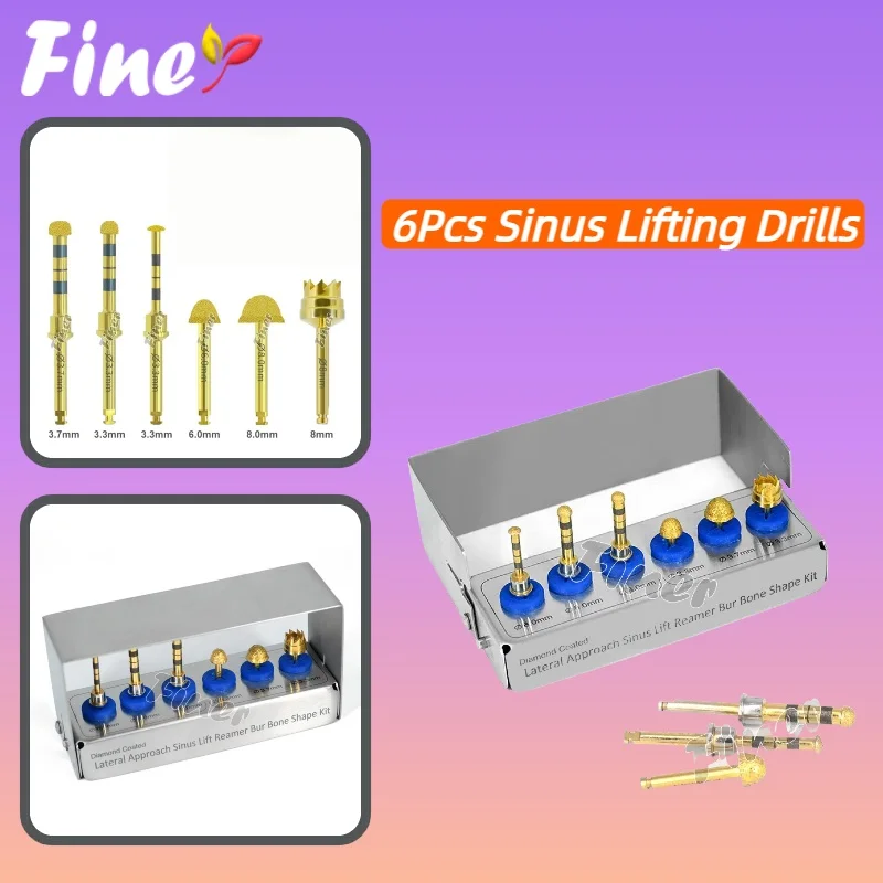 

Finer 6pcs Dental Implant Maxillary Sinus Lift Kit Implant Drills Lateral Approach Reamer Kit Sinus Lift Kit