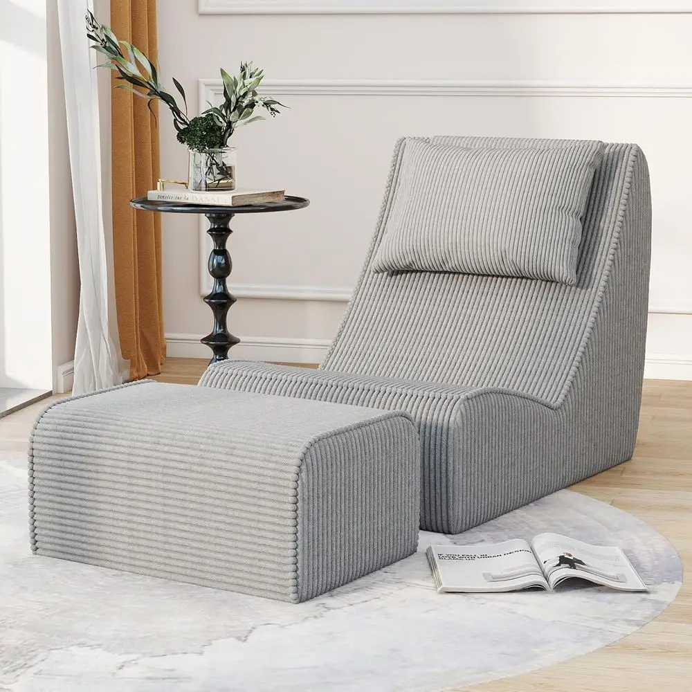 كرسي بين باج سروال قصير للبالغين مع دعم خلفي فائق، وسادة رقبة قابلة للإزالة، مسند، غطاء قابل للغسل للاستخدام المنزلي والخارجي #1