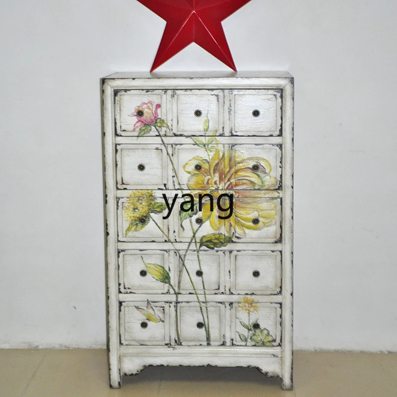Lcx Vintage Living Room Foyer Entrance Cabinet Bedroom Locker Painted Drawer Cabinet
