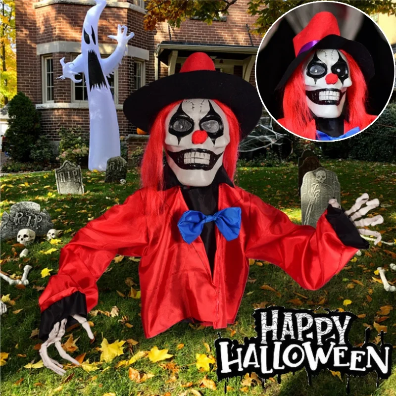 

Светящиеся призраки клоуна, газонные колья, декор для двора на Хэллоуин, уличная сцена, установка для жуткой фотографии, реквизит, украшение для вечеринки