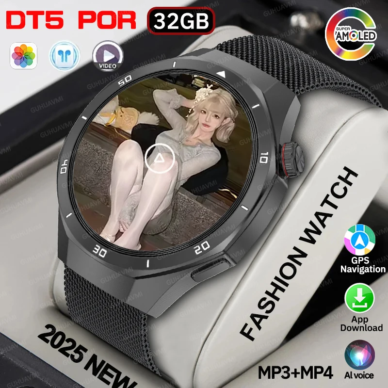 

2025 NEW GT5 PRO Upgraded Ultra Big 32GB Memory Smart Watch GPS Navigation MP3+MP4 Video Play NFC HD Call Sports Business Watch