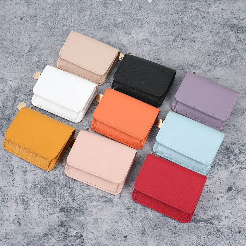 Trendy Short Women's Wallet Student Ticket Clip Multi Functional Card Bag Change Triple Fold Ultra Thin Money Purse Case