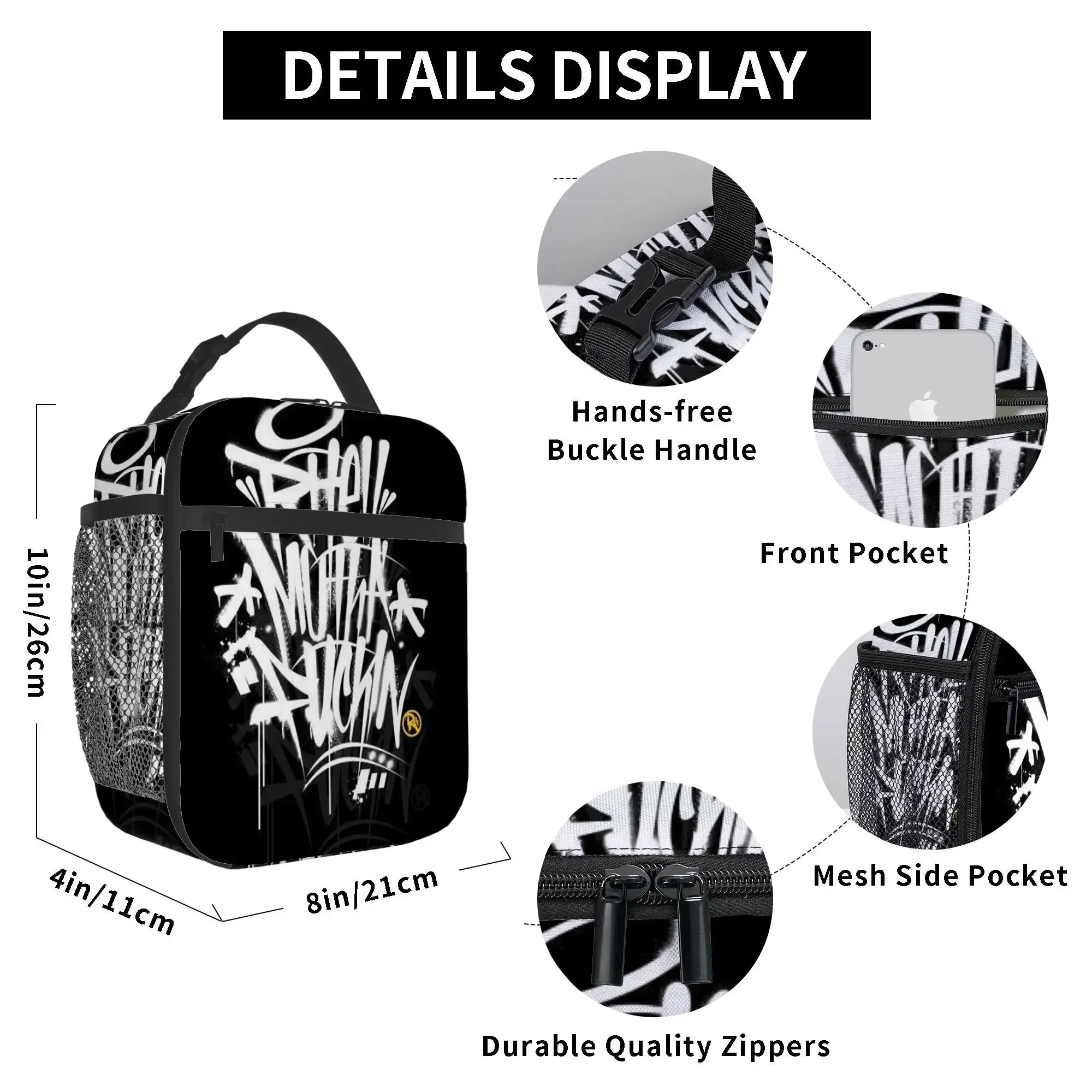 Custom Bag Custom 1pc A Thermal Bag Featuring A Graffiti Art Design. This Insulated Bag Is Not Intended For Direct Food Contact