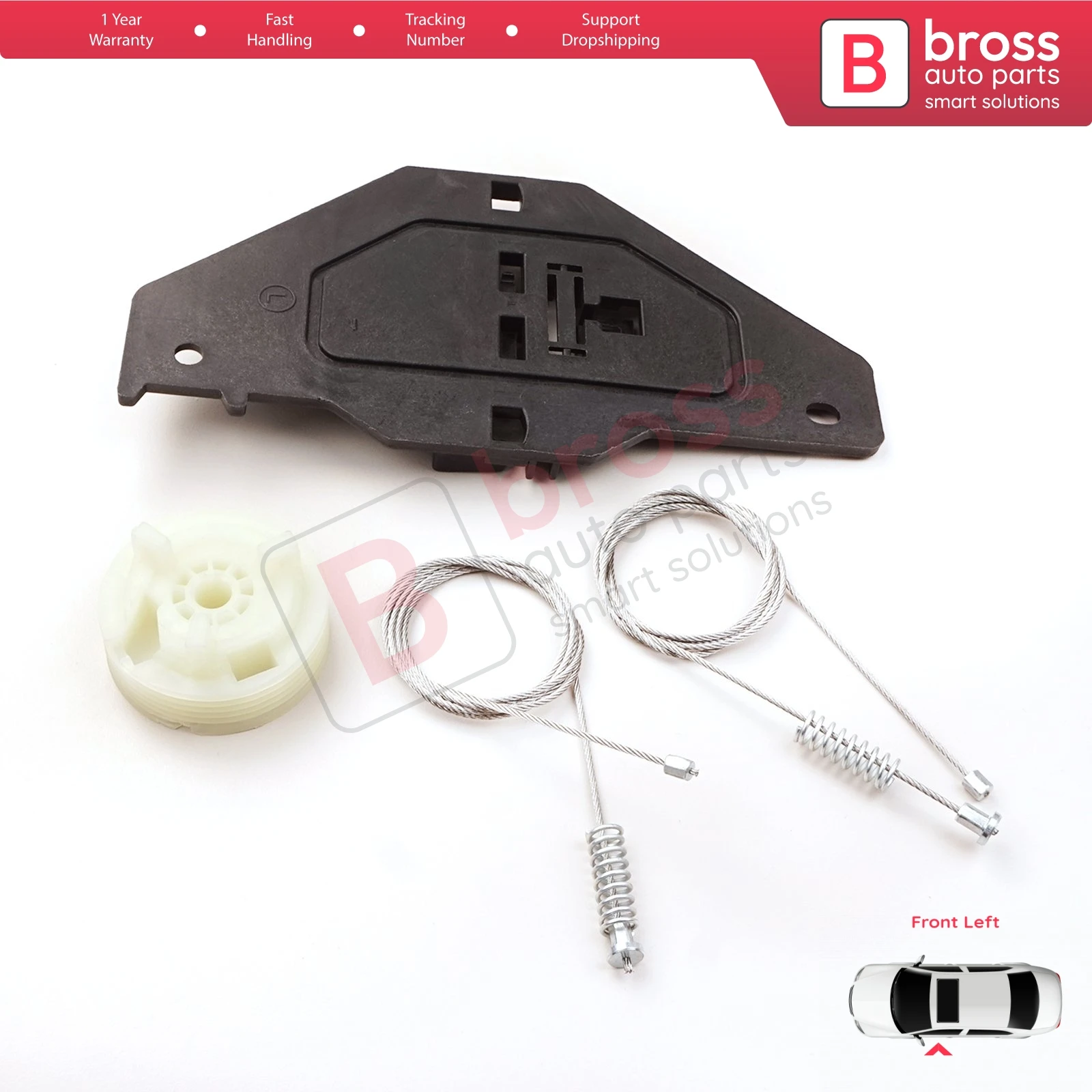 Bross Auto Parts BWR5259 Window Regulator Repair Set Front Left 402215E for Citroen C3 MK2 5 Door 2010-2013. Made in TURKEY