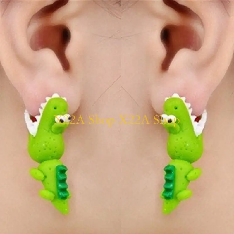 Unique Animal Female for Creative Handmade Earrings Clay Dinosaur for Cat