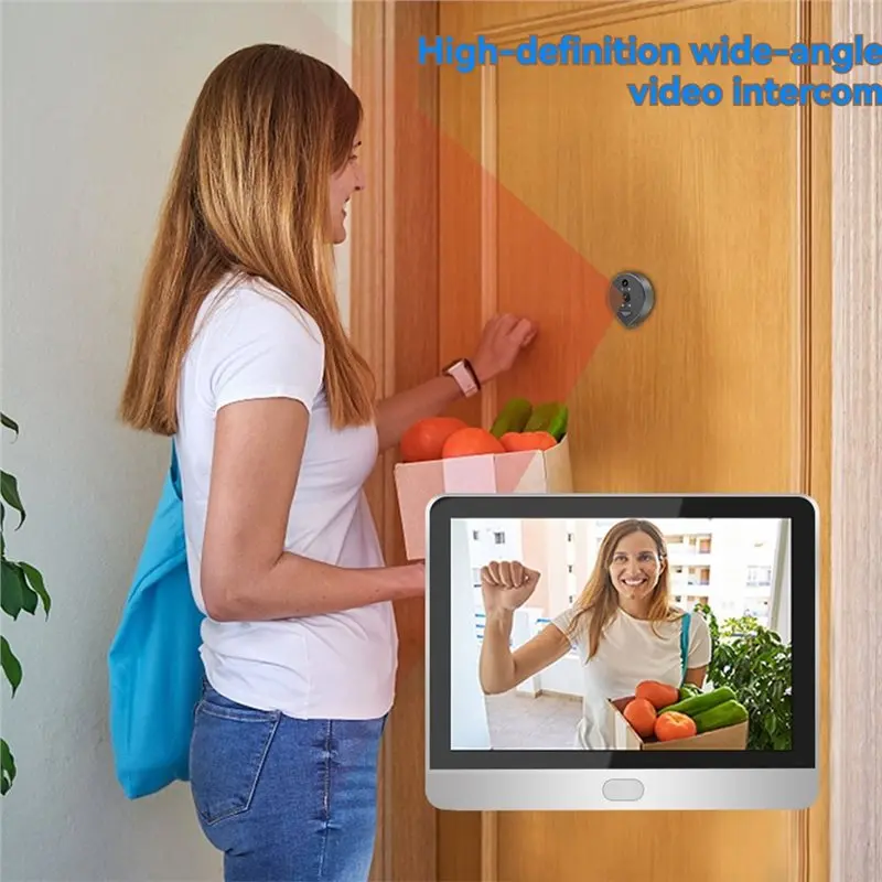 AAAEL-Tuya 3MP Wifi Doorbell With 4.3-Inch Screen Smart Door Camera PIR Motion Detection Video Recording Peephole Doorbell Syste