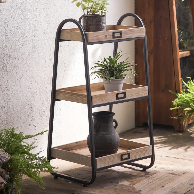 北欧本棚棚無垢材床から天井までの本棚シンプルな家庭用シンプルな壁バルコニー多肉植物フラワースタンド