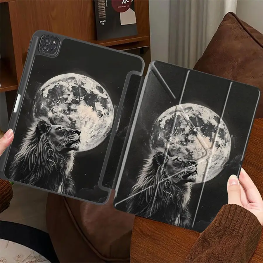 Tablet Case For iPad Mini 6 7 Pro 2025 Pro 11th 10th 9th 8th 7th 12.9inch Air 4 5 M3 M2 M4 11inch Holder Cover Cool Animal Lion