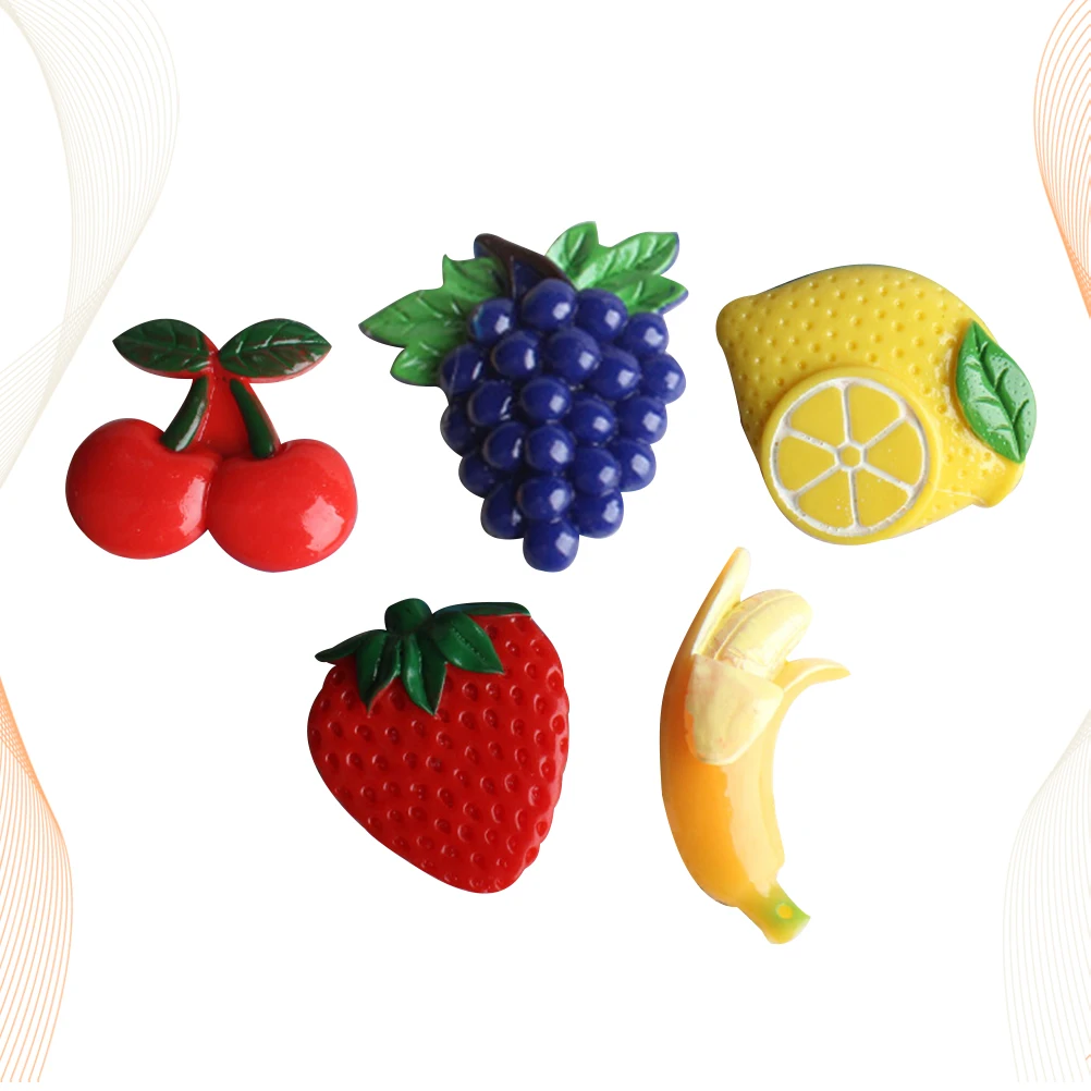 

5 Pcs Fruit Fridge Magnet Cherry Magnets Refrigerator Sticker Home Magnetic Grape