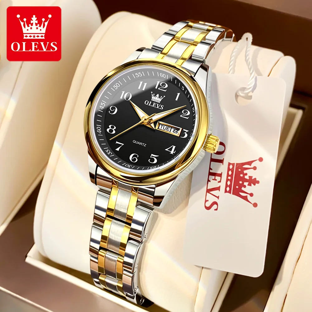 OLEVS Women's Watches Simple Fashion Original Quartz Wristwatch Waterproof Luminous Watch for Ladies Arabic Numerals Dial Date