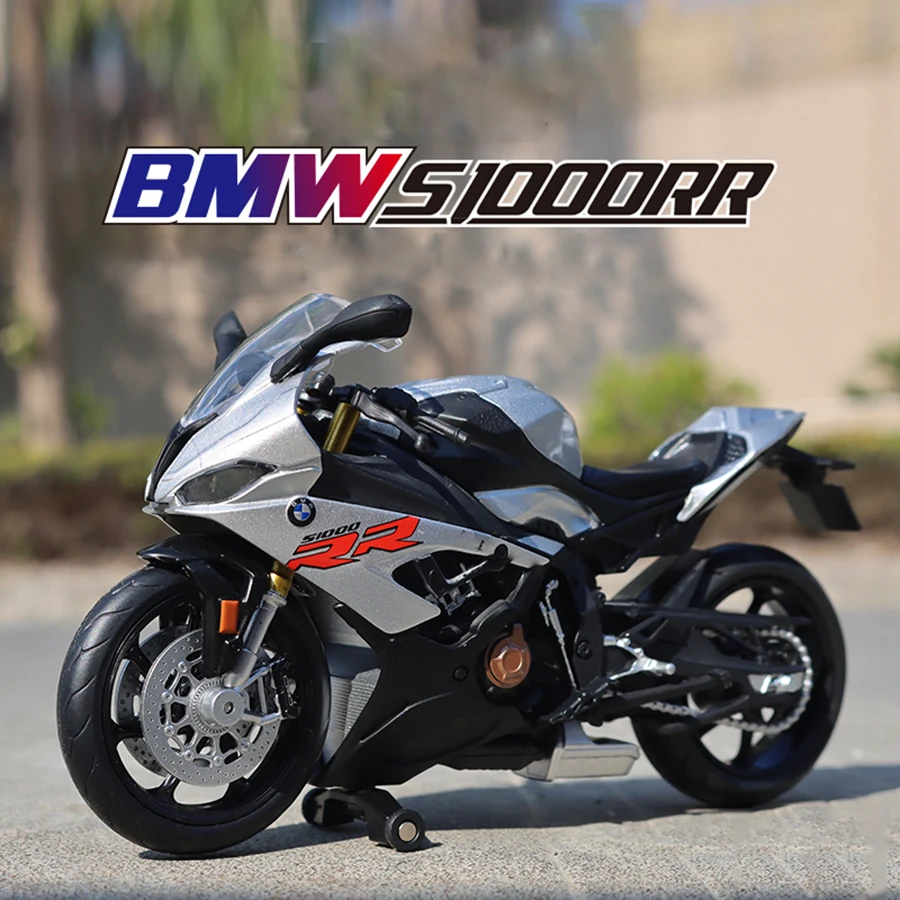 โมเดลรถมอเตอร์ไซค์ BMW S1000RR ขนาด 1/12 ของเล่นโลหะผสมแบบหล่อขึ้นรูป จำลองแบบรถมอเตอร์ไซค์ ของสะสมตกแต่ง ของเล่นเด็กผู้ชาย ของขวัญ