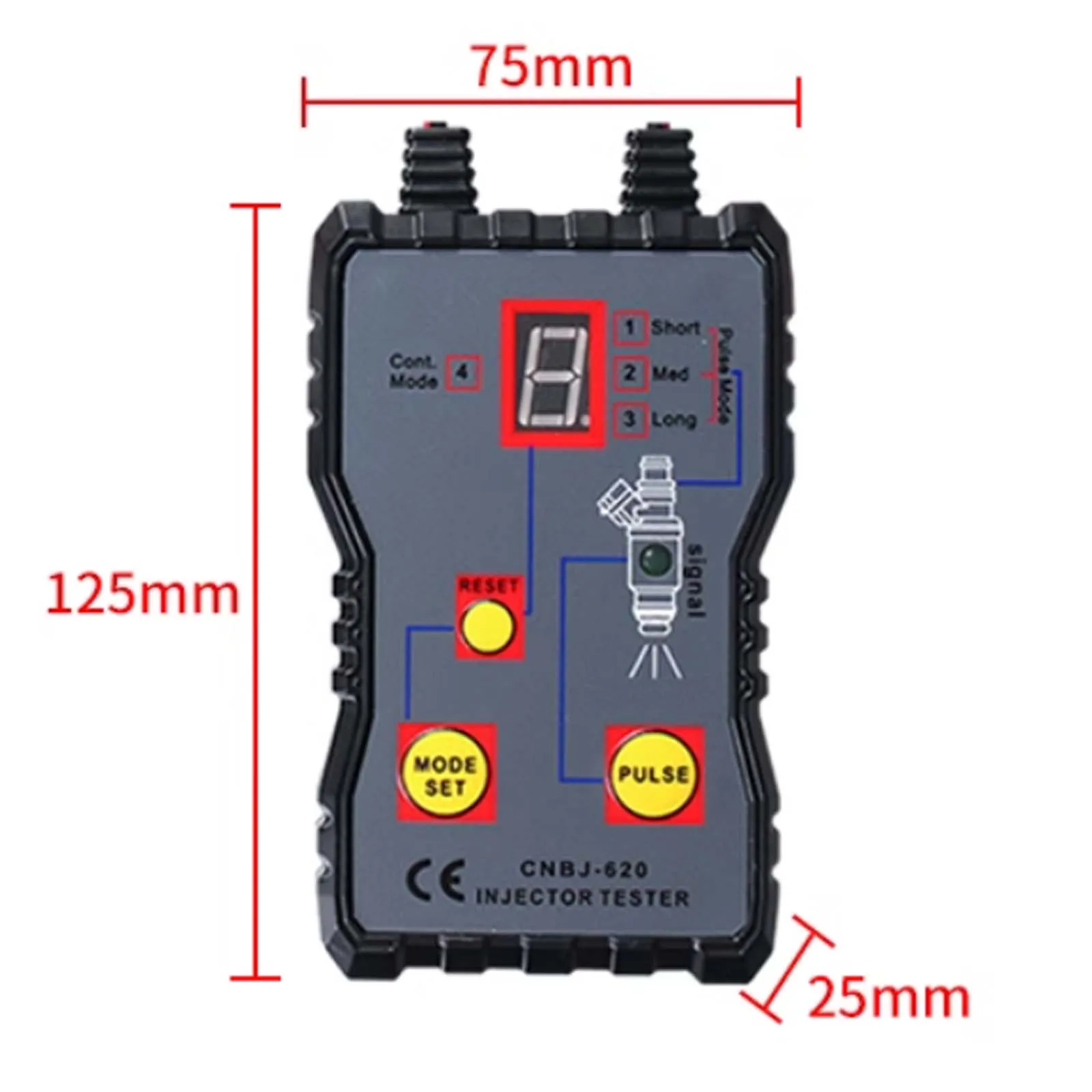 

Professional Automotive Fuel Injector Tester, LED Display 4 Pulse Modes Car Fuel System Scanner Diagnostic Tool
