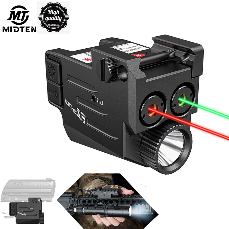 MidTen Flashlight Light Red Green Laser Combo Glock Beam 500 Lumens Pistol For Handgun or Rifle 20mm Picatinny Weaver Rail