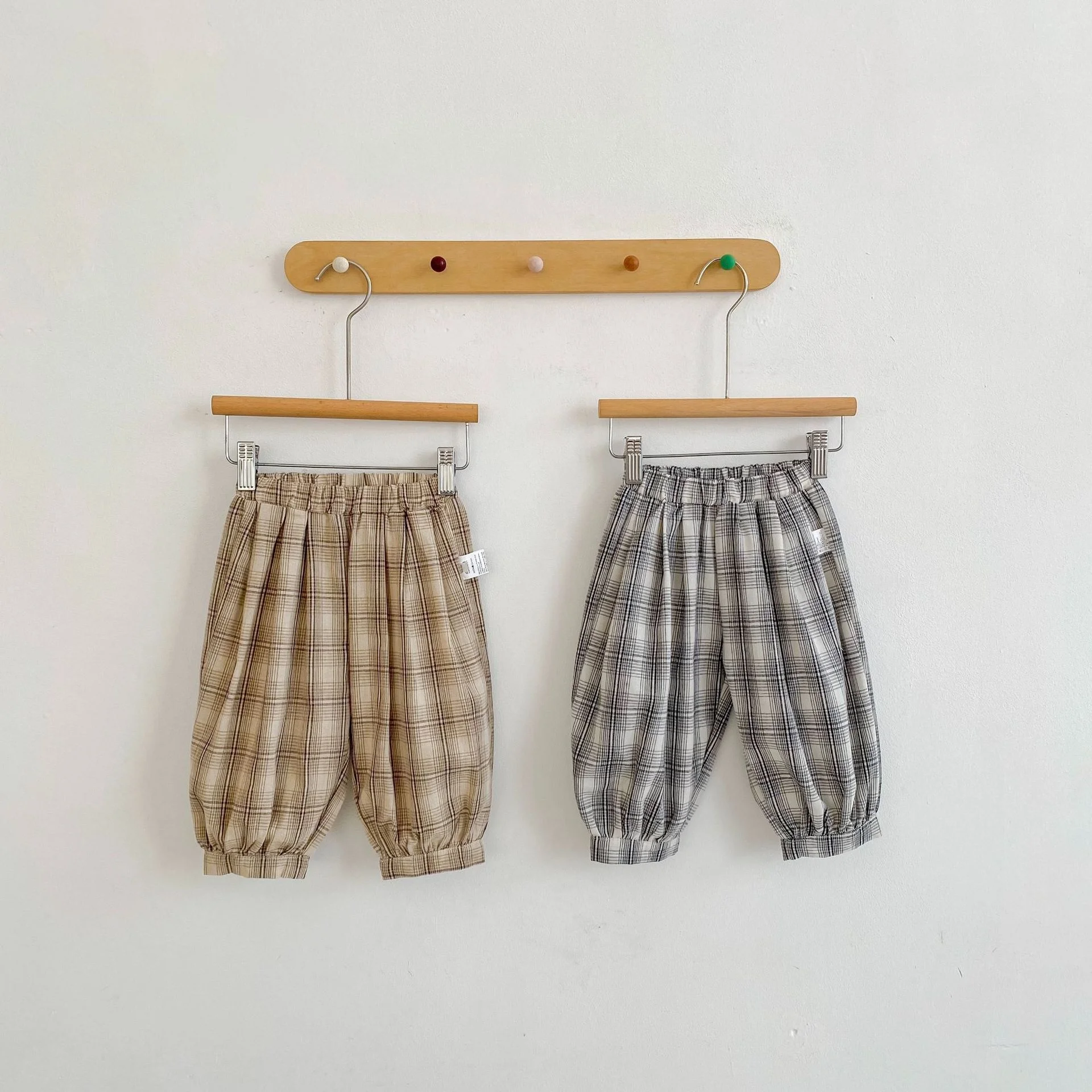 

Весенне-осенняя новая одежда для малышей 0-3 лет, клетчатые широкие брюки в стиле ретро для женщин и малышей, клетчатые штаны-харун