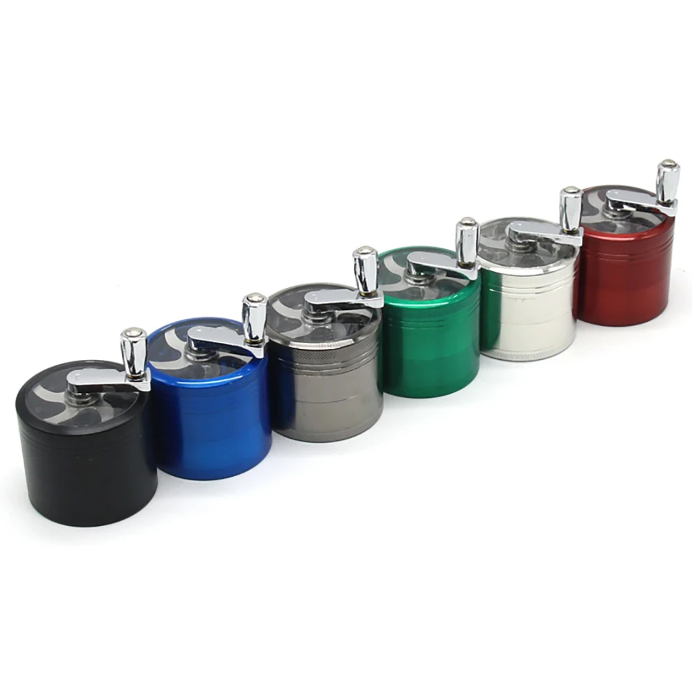 Zinc Alloy Hand Operated Herb Grinder, Spice Mills e Minpers, Triturador de Metal de 4 Camadas para Fumantes, Acessórios para Fumar, Presentes, 55mm