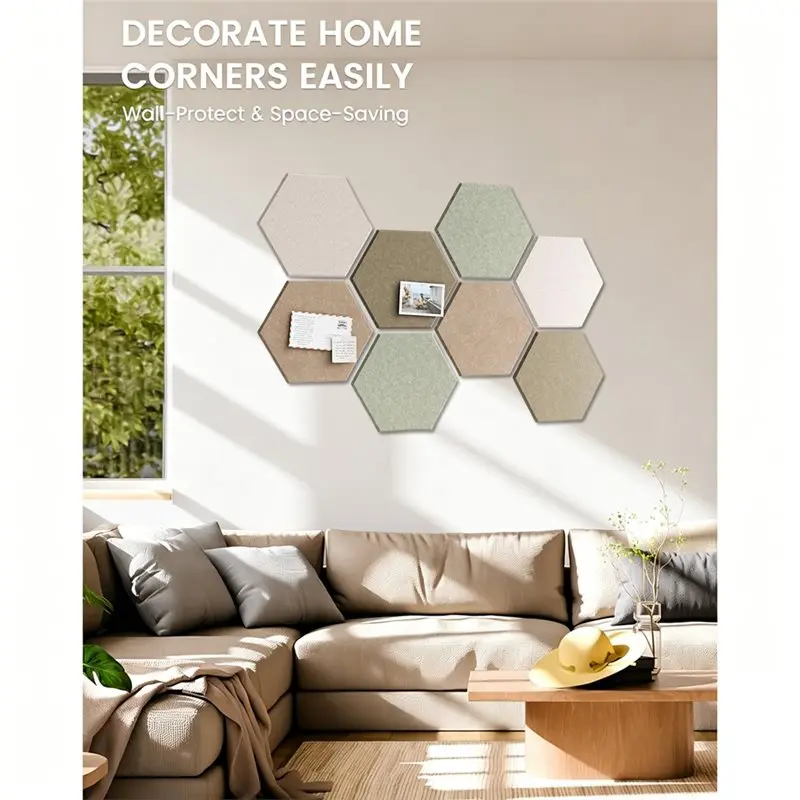 AB46-Hexagon Cork Board Pin Board Felt For Walls Decor For Office,Classrooms & Home