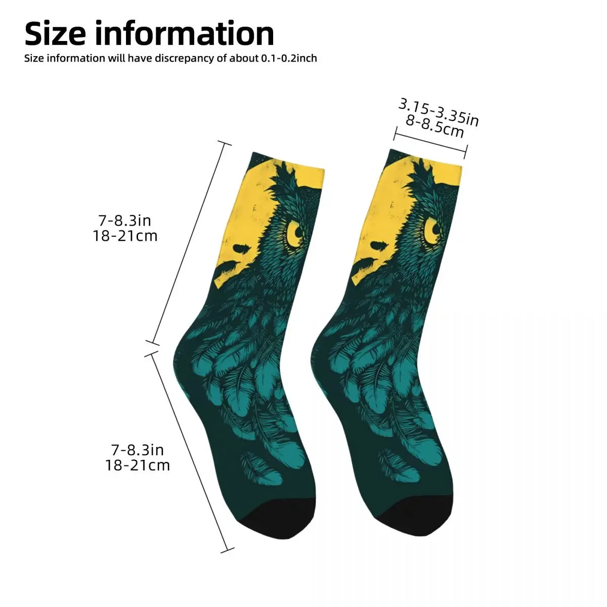 Funny Crazy Sock for Men Drawing Hip Hop Owl Animal Quality Pattern Printed Crew Sock Casual Gift