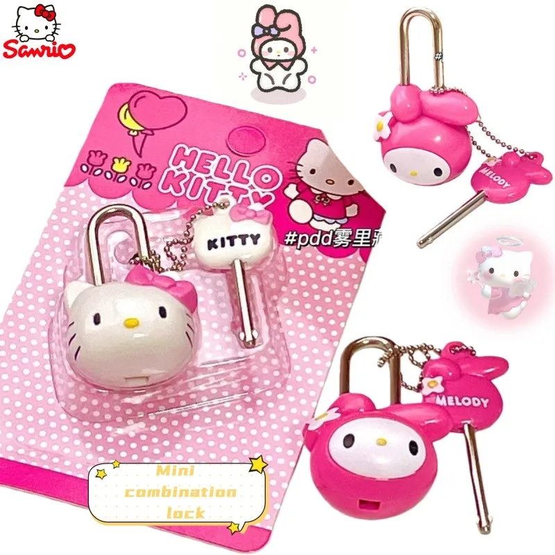 cartoon My Melody and Hello Kitty fashion cute girl heart door lock, anti-theft drawer, dormitory cabinet mini diary lock gift
