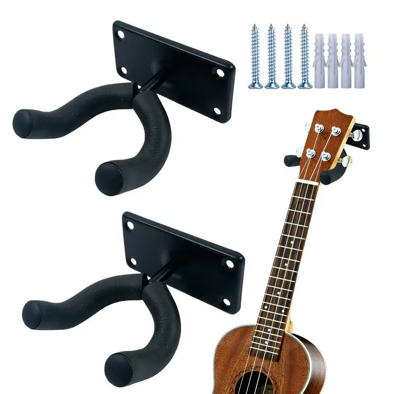 

Guitar Hanger Wall Mount 2X Electric Guitar Wall Mount Metal Violin Holder With 4 Screws 4 Expansion Tubes For Ukulele