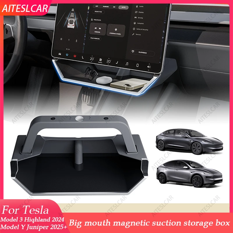 

AITESLCAR For Tesla Model 3 Highland 2024-2026 & Model Y Juniper 2025-2026 Big mouth magnetic suction storage box Accessories
