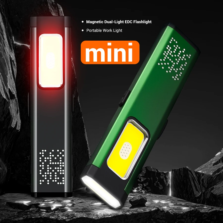 Powerful LED Mini Flashlight USB Rechargeable Portable Torch Light Pocket Lantern Flood Working Light with Magnet/Hat Clip