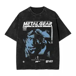 Washed T Shirts MGS1 Solid Snake Game Hip Hop Cool T-Shirts Harajuku Metal Gear Streetwear Short Sleeve Summer Tops Tee Shirt