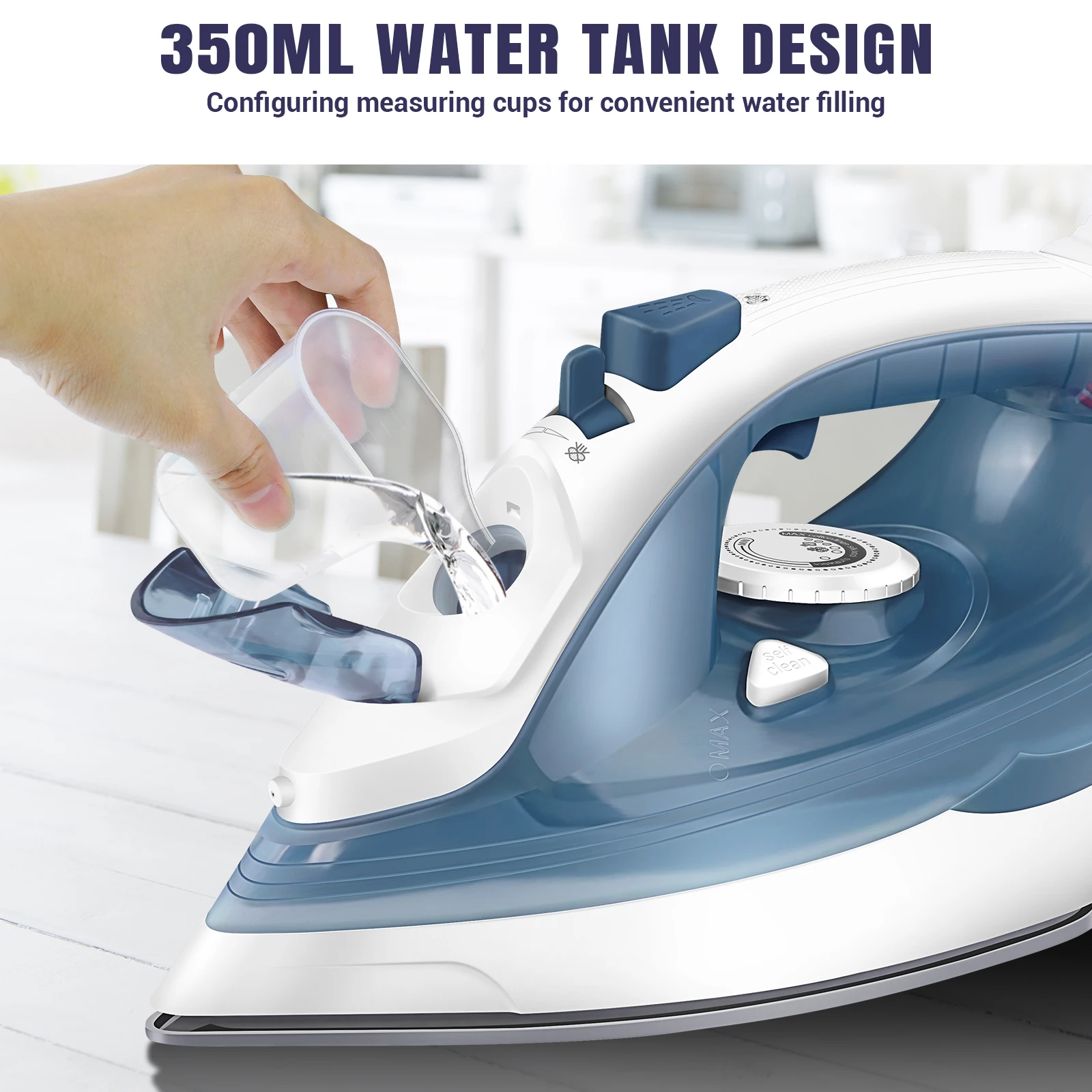 مكواة بخار كهربائية محمولة، قاعدة غير لاصقة من الفولاذ المقاوم للصدأ، تنظيم درجة الحرارة |   التنظيف التلقائي |   وظائف الرش