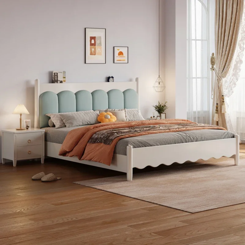 Nordic Princess Luxury Double Bed Hand Carved Master Human Modern Double Bed Soft Bedframe Wood Cama Matrimonial Furniture