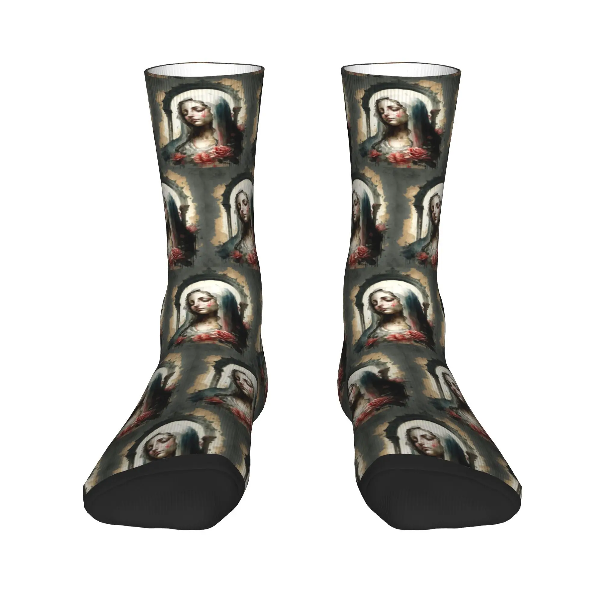 مريم العذراء الكاثوليكية المسيحية الأم آلهة 9 الجوارب Harajuku جوارب الرياضة الأوسط جوارب أنبوبية لينة هدايا عيد الميلاد