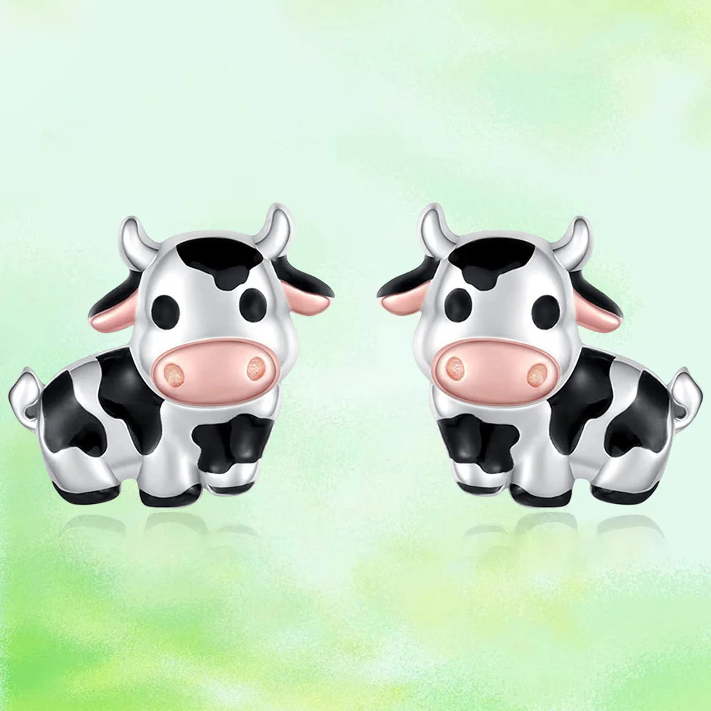 Charming White K-Plated Cow Stud Earrings - Stylish & Cute Birthday/Christmas Gift for Animal Lovers Niche Style Hot List,