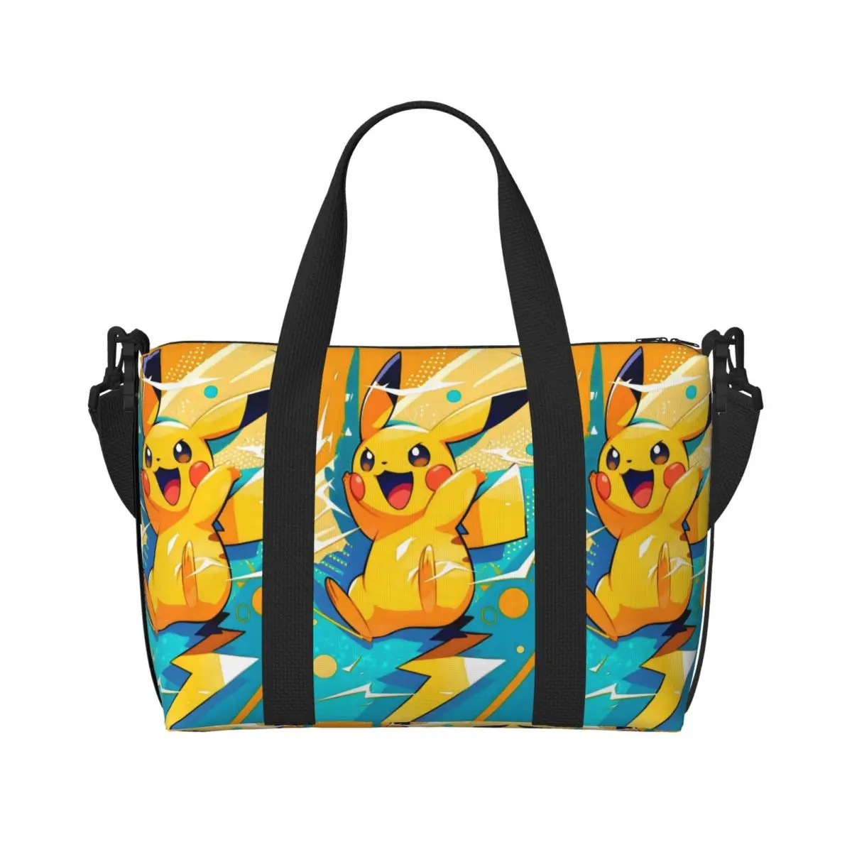 

Пляжная сумка-тоут Custom P-Pikachus Thunderbolt для женщин, очень большая, для спортзала, дорожная, с милым мультяшным дизайном, для покупок