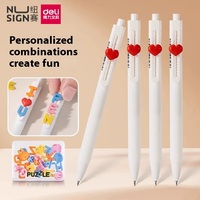 Deli NUSIGN DIY Puzzle Spelling Pen 0.5mm Comfort Grip Quick-Drying Ink Smooth Writing Gel Pens Cute Heartbeat Love Stationery