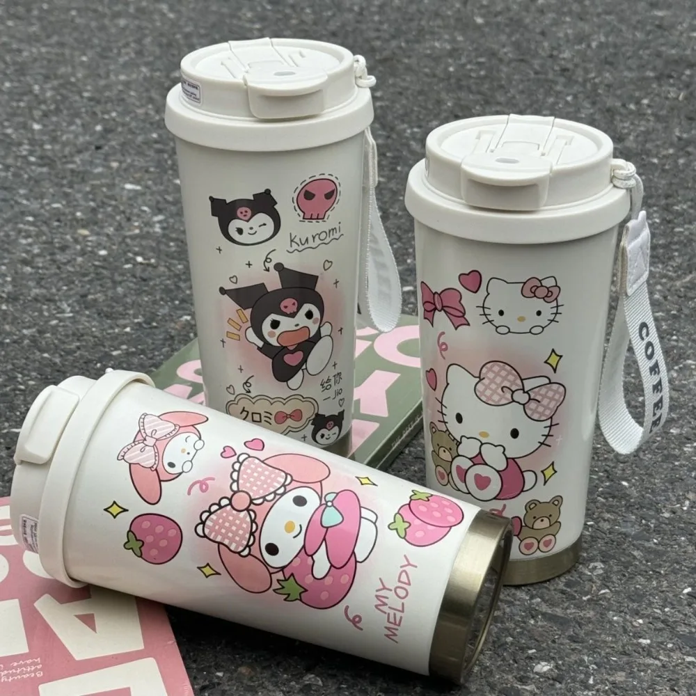 

Cute Hello Kitty 500ml Children's Water Bottle Sanrio/Kuromi Large Capacity Stainless Steel Children's Water Bottle