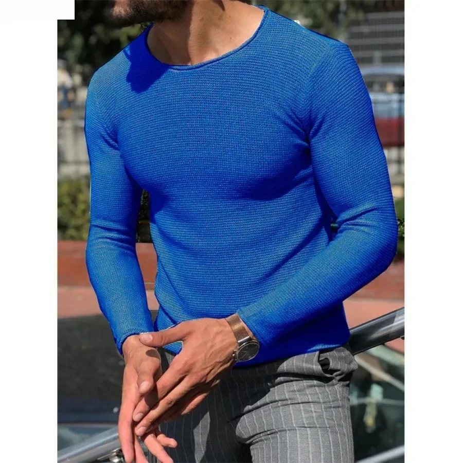 ฤดูใบไม้ผลิใหม่ผู้ชายสบายๆ O-คอเสื้อกันหนาวแฟชั่น Slim แขนยาวถัก Pullovers Comfy Leisure เสื้อถักเสื้อกันหนาวสําหรับชาย
