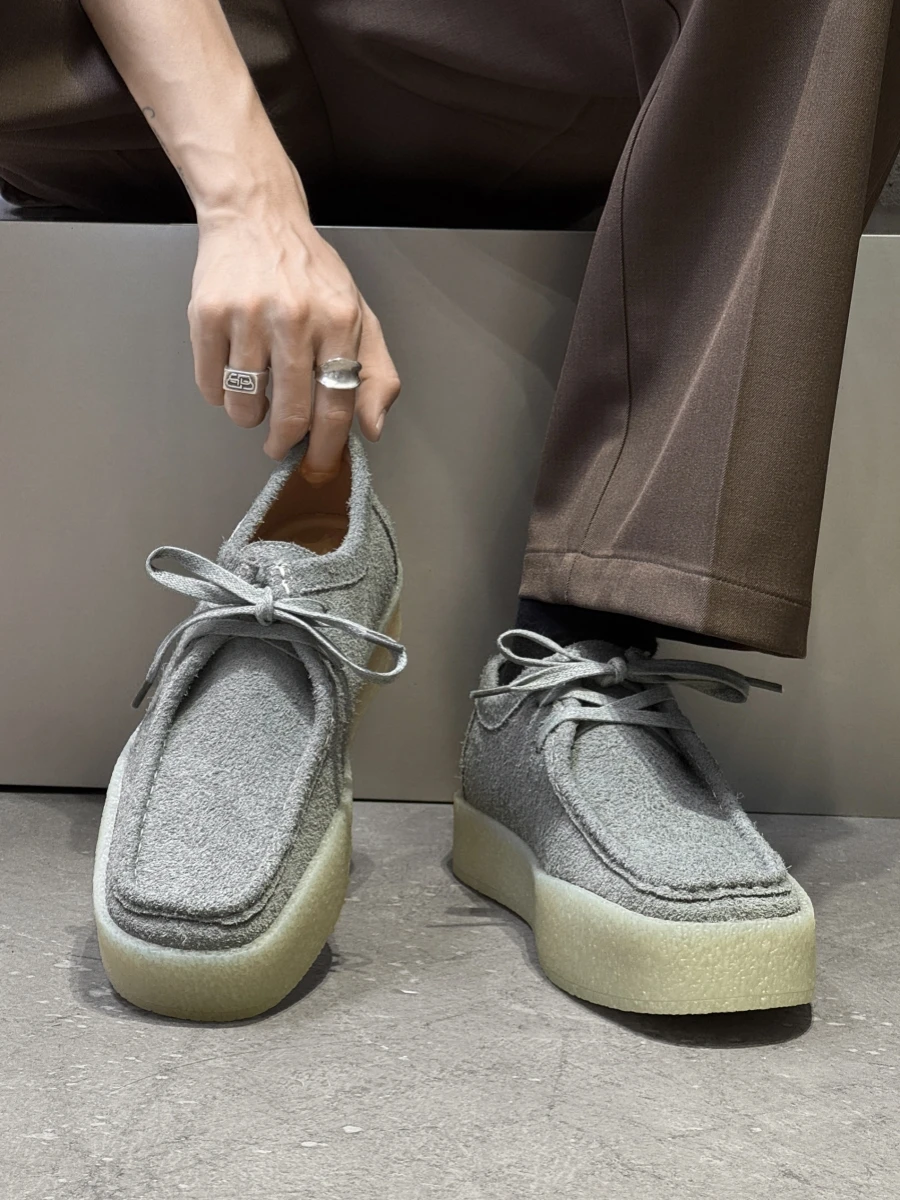 

Повседневные мужские шлепанцы-кенгуру Leather oes Thi Bot, дышащие ретро Briti Sle oes Leather Ox oes