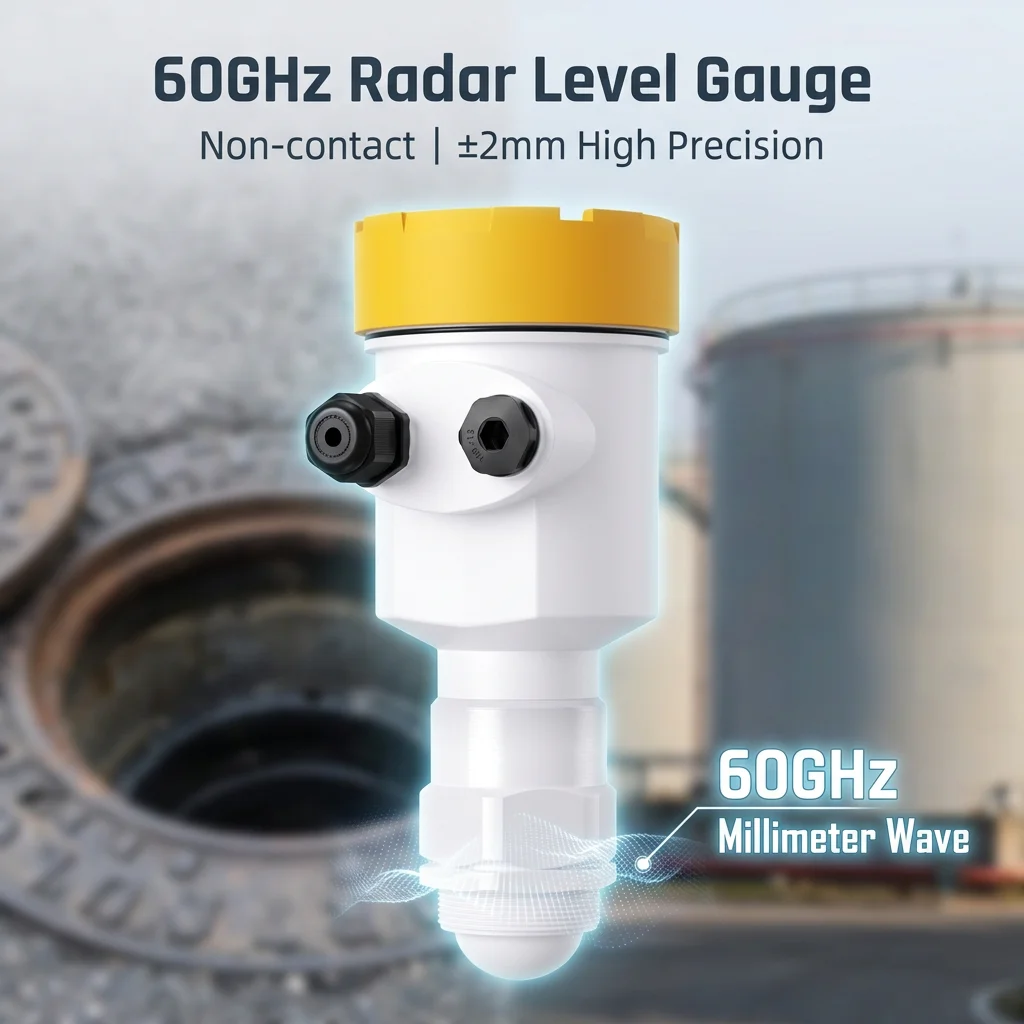 60GHz Millimeter Wave Radar Level Gauge Non-contact Water Level Sensor RS485 Modbus for Smart Water