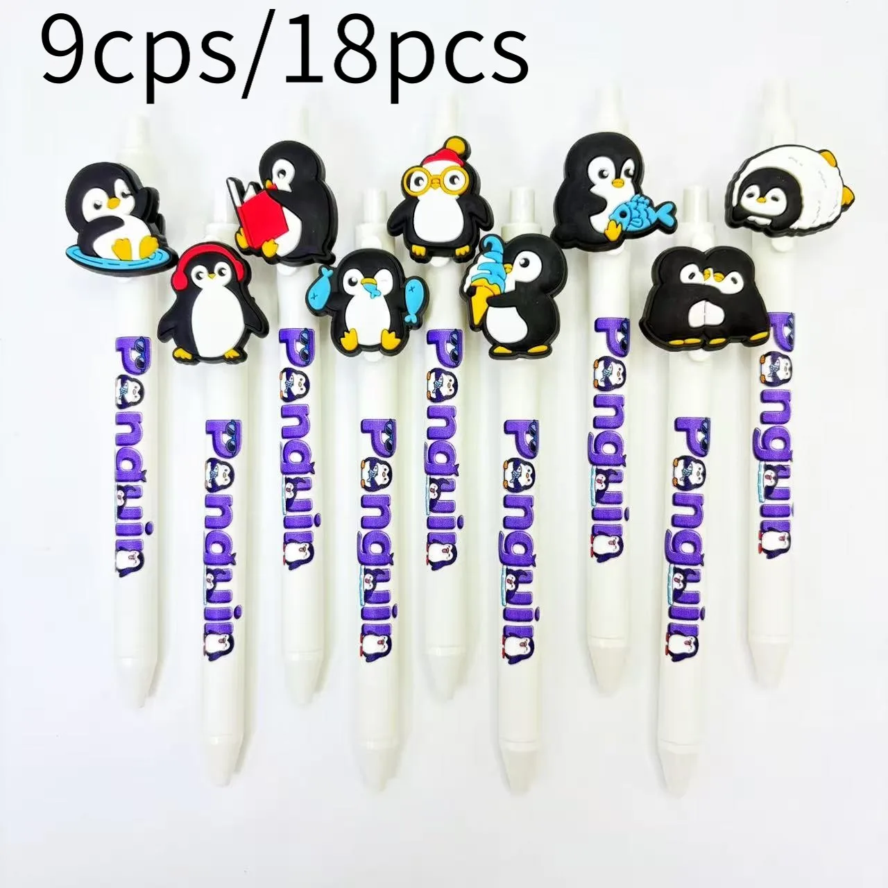 

9 шт./18 шт., креативная шариковая ручка с изображением пингвина для рыбалки, спортивная серия, шариковая ручка для пресса, студенческая подарочная ручка для письма